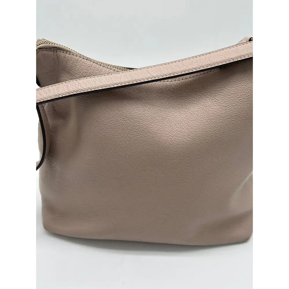 Kate Spade Bailey Pebbled Leather Shoulder Hobo Bag Neutral Purse Front Pockets